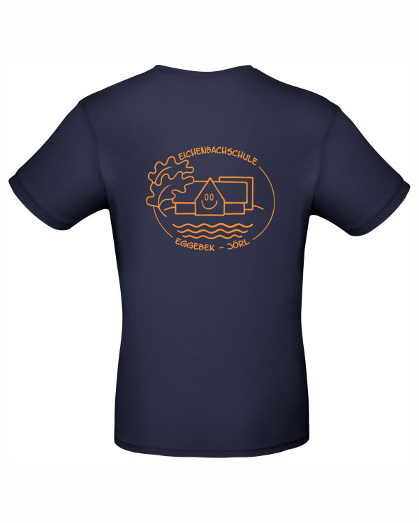 T-Shirt "orange auf blau"
